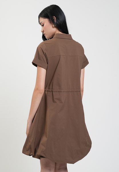 Misty Collared Drawstring Bubble Hem Dress