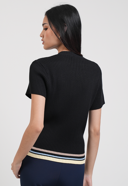 Sheen Quarter-Zip Sporty Knit Top
