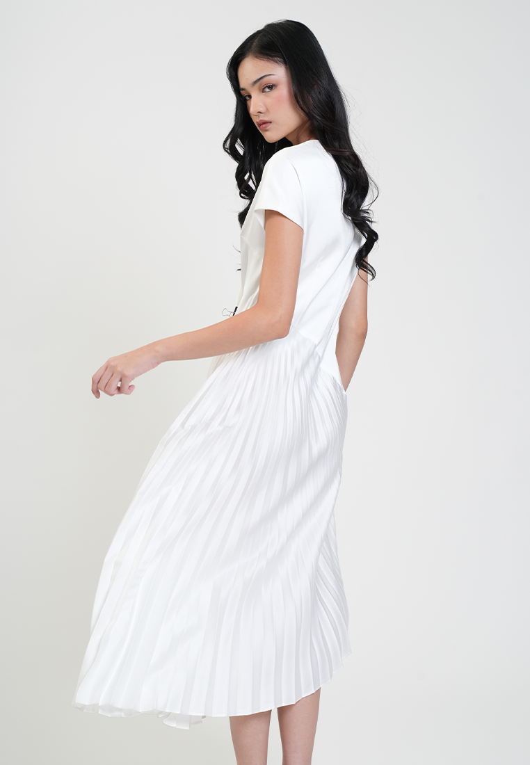 Fleur Asymmetric Pleated Midi Dress