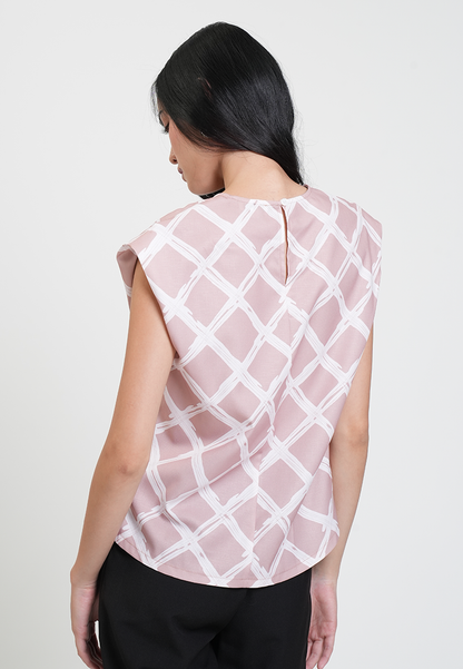 Tonie Cap Sleeves Checkered Blouse