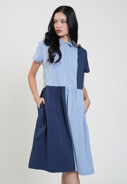 Caitlyn Colorblock Collared A-Line Dress