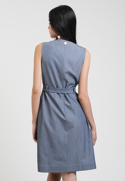 Callista Belted Sleeveless Dress