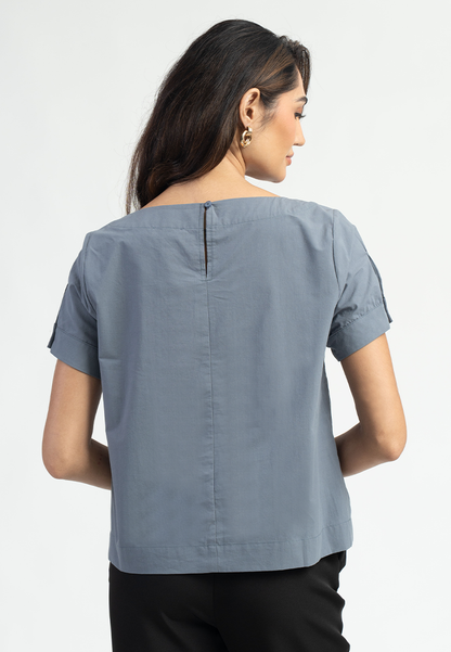 Selah Short Sleeves Boat Neck Top