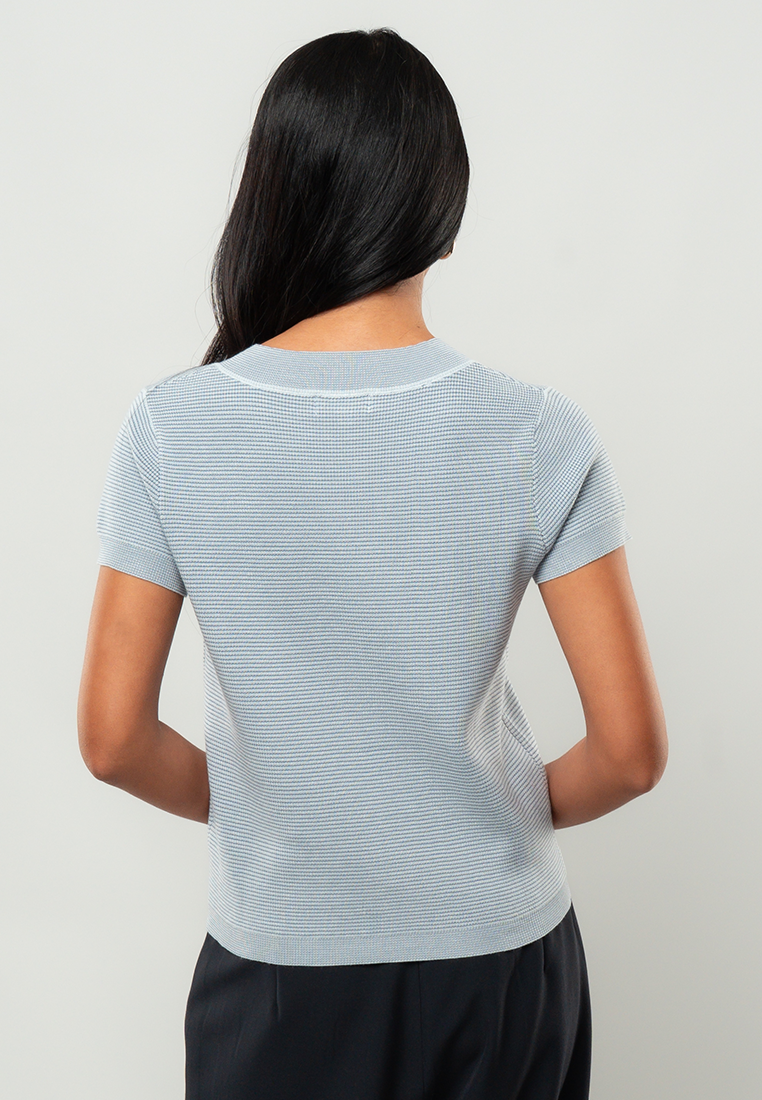 Martha Textured Knit V-Neck Top