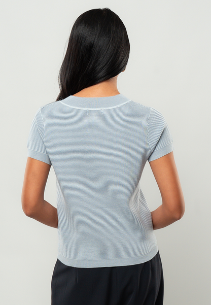 Martha Textured Knit V-Neck Top