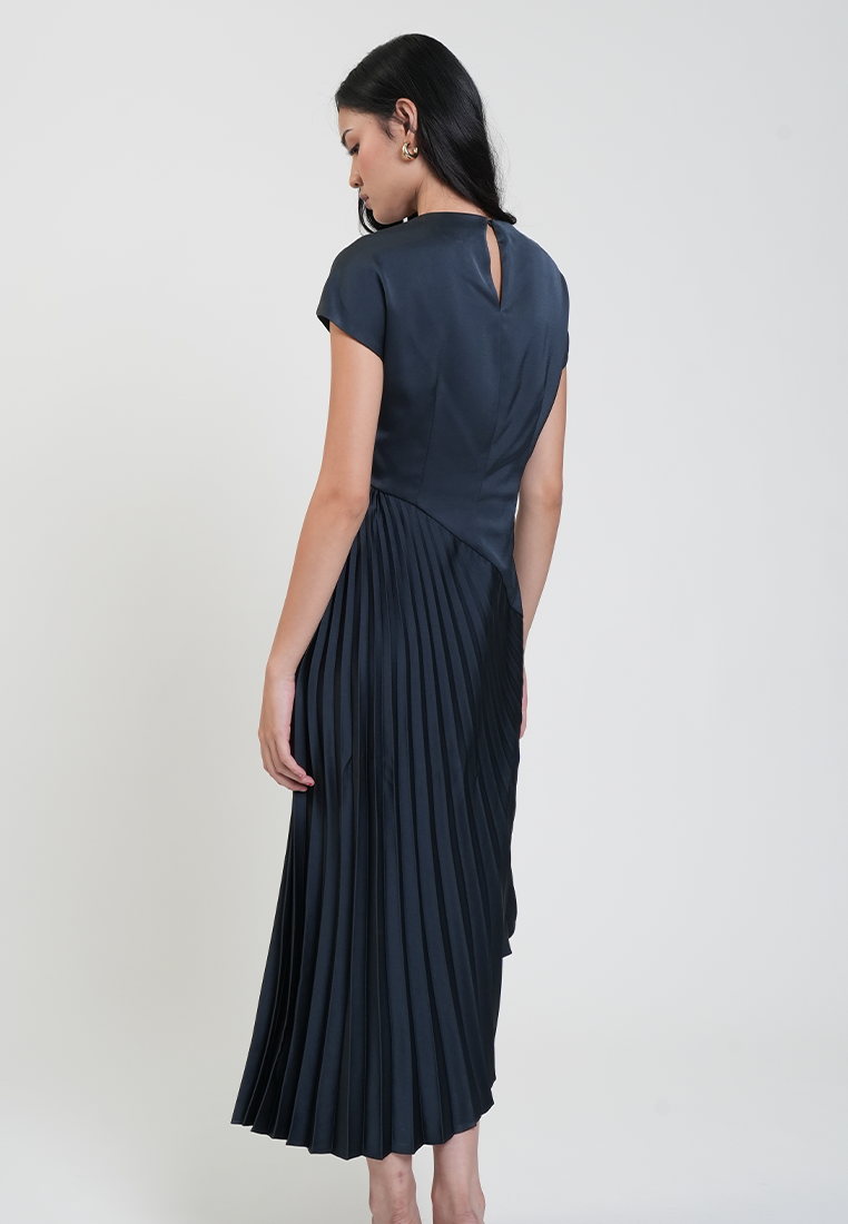 Fleur Asymmetric Pleated Midi Dress