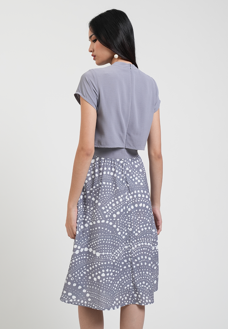 Callista Layered Dotted Print Midi Dress