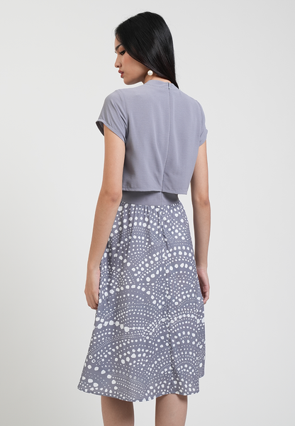 Callista Layered Dotted Print Midi Dress