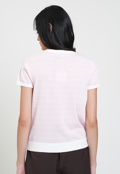 Monica Knit Striped Short Sleeve Top
