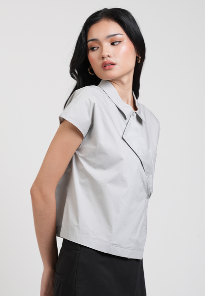 Clio Assymetric Button Detailed Top