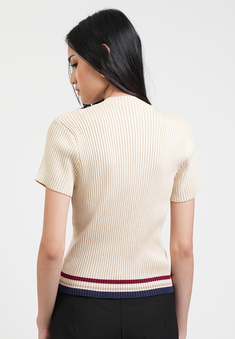 Sheen Quarter-Zip Sporty Knit Top