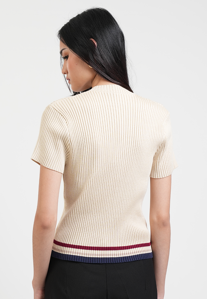 Sheen Quarter-Zip Sporty Knit Top