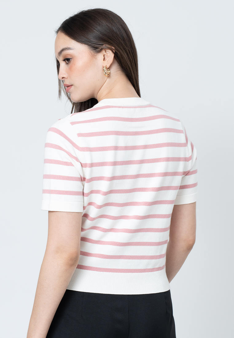 Lindynn Knitted top with Printed Stripes