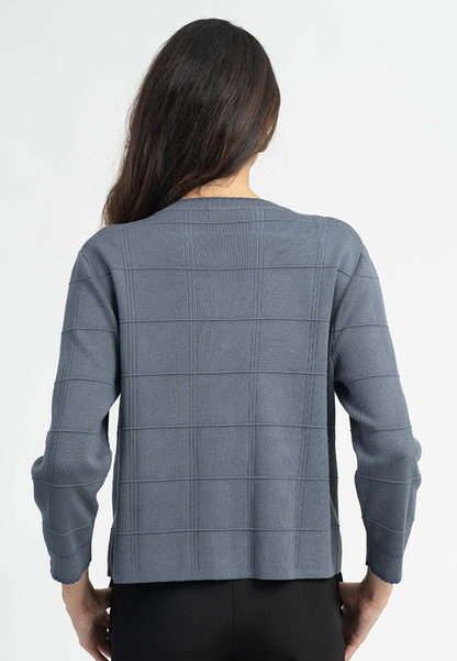 Naya Grid Knit Cardigan with Patch Pockets