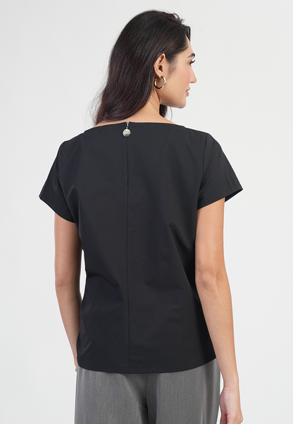 Isavelle Asymmetric Side Knot Short-Sleeve Top