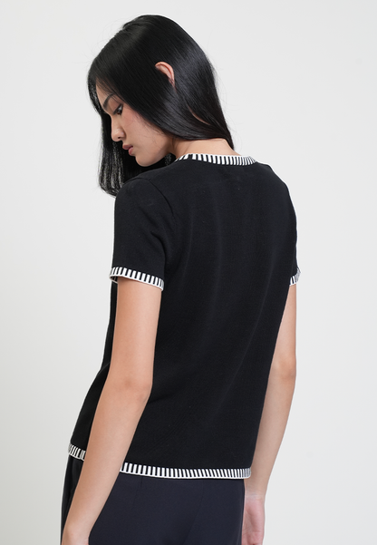 Valeena Stripe Trim Classic Knit