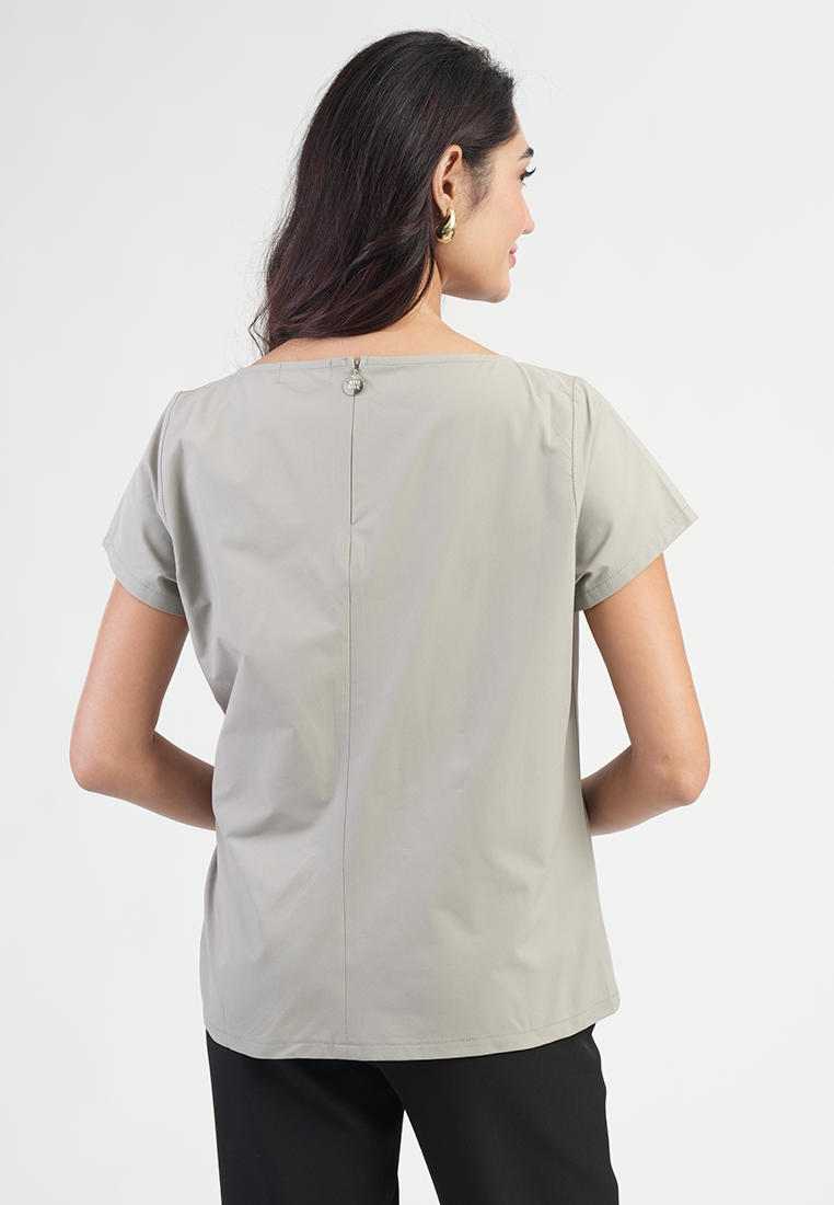Isavelle Asymmetric Side Knot Short-Sleeve Top