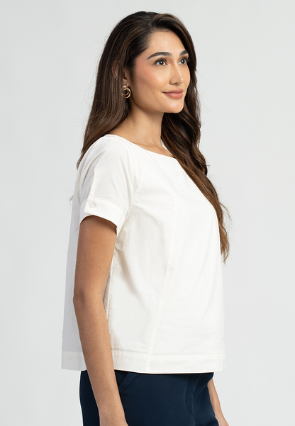 Selah Short Sleeves Boat Neck Top