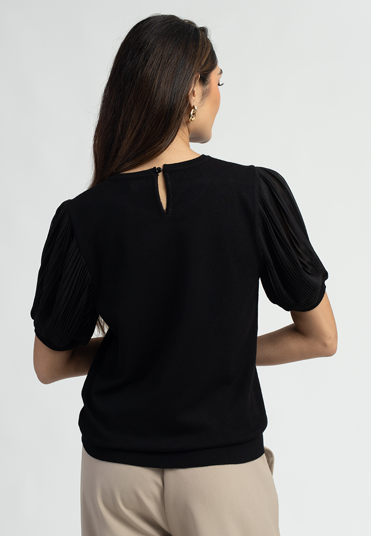 Amber Knit Blouse with Puff Sleeves