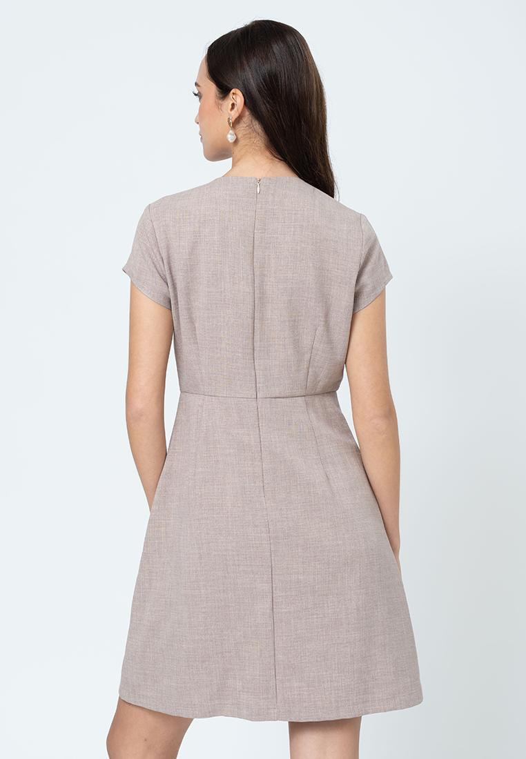 Havenly Tweed Shift Dress with Skirt Flap and Button Detial