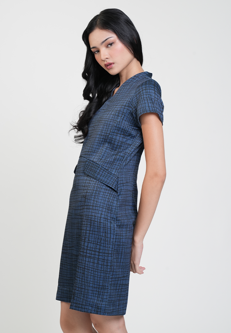 Aleena Grid Print Sheath Dress