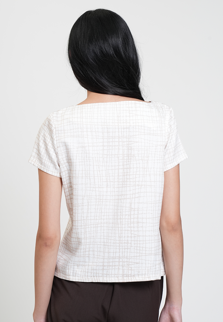 Alaina Button-Down Grid Print Blouse