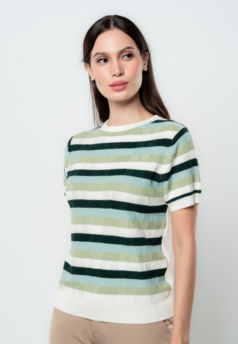 Ericka Textured Stripes Flat Knit Top