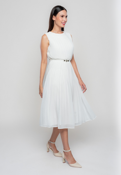 Milan Full Pleated Dress with Adjustable Belt