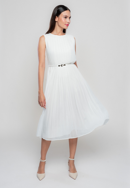 Milan Full Pleated Dress with Adjustable Belt