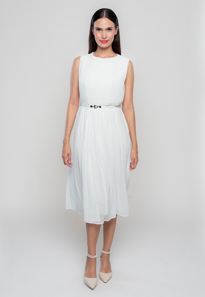 Milan Full Pleated Dress with Adjustable Belt