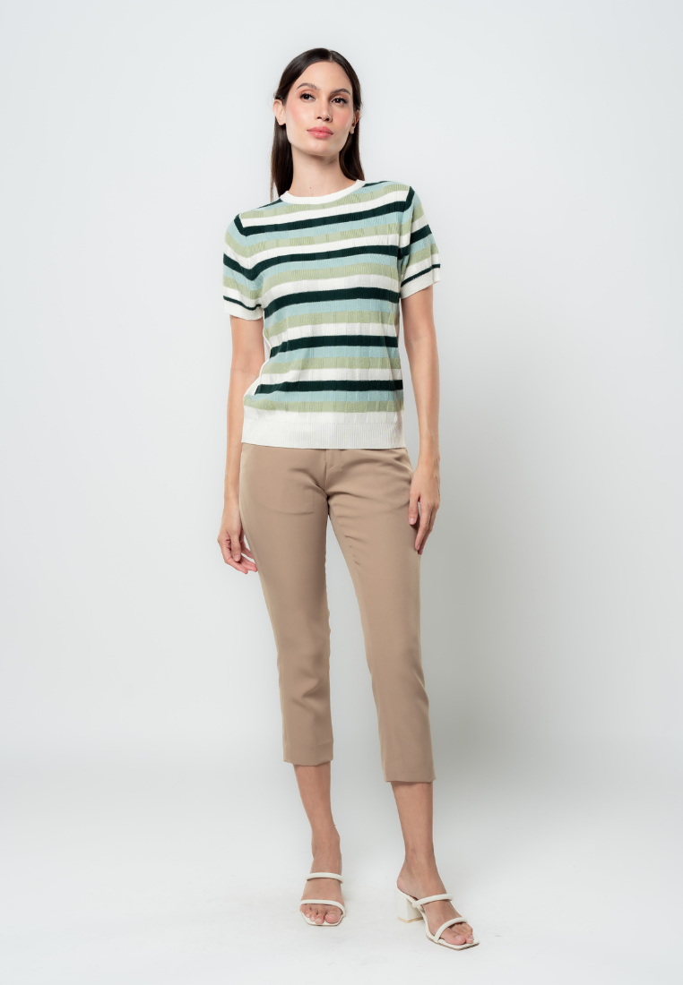 Ericka Textured Stripes Flat Knit Top