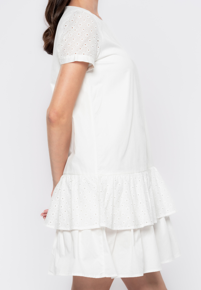 Jillian  Eyelet Mix Tiered Drop Waist Dress