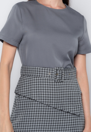 Micro Pattern Pencil Skirt Dress