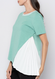 Asymmetric Pleated Side Detail Textured Knit Top