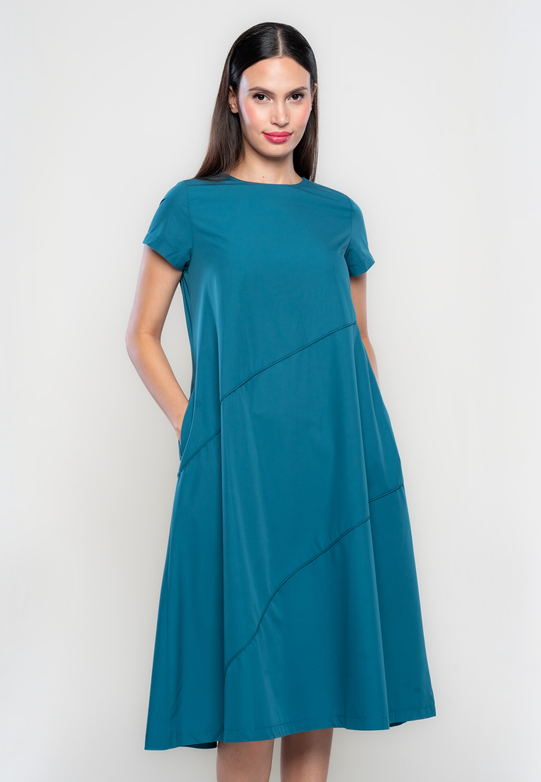 Deon Maxi Dress with Asymmetrical Piping Details