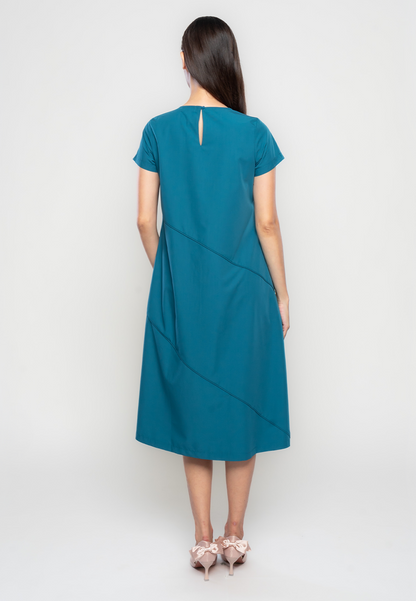 Deon Maxi Dress with Asymmetrical Piping Details