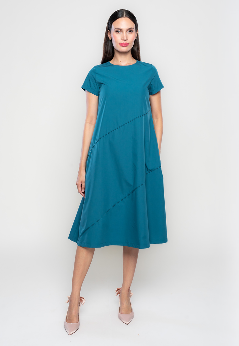 Deon Maxi Dress with Asymmetrical Piping Details