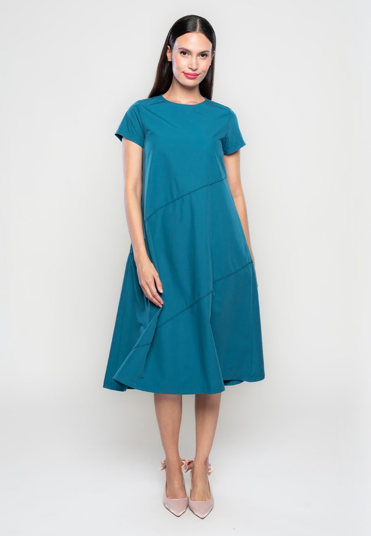 Deon Maxi Dress with Asymmetrical Piping Details