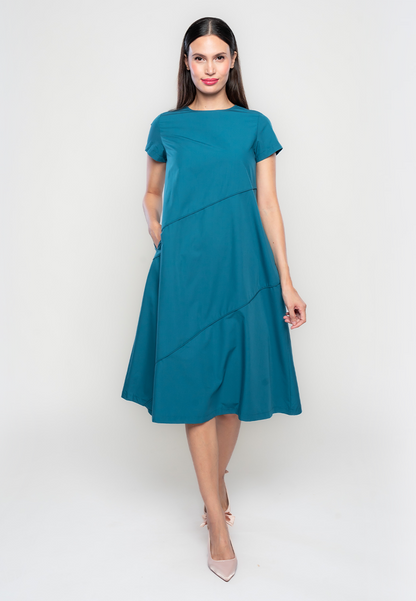 Deon Maxi Dress with Asymmetrical Piping Details