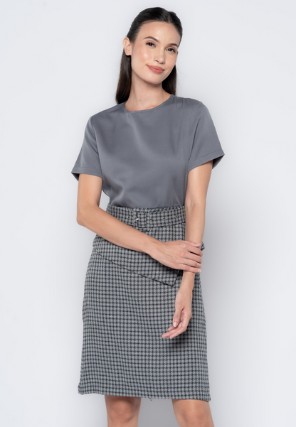 Micro Pattern Pencil Skirt Dress