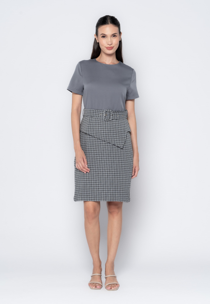 Micro Pattern Pencil Skirt Dress