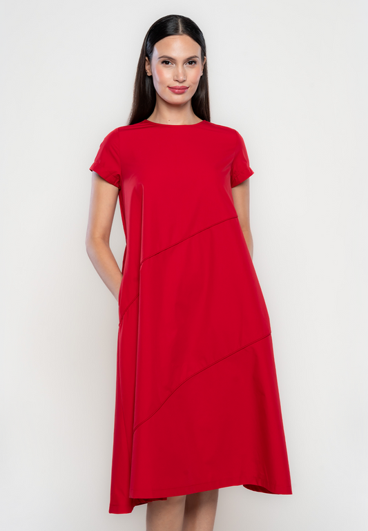 Deon Maxi Dress with Diagonal Piping Details