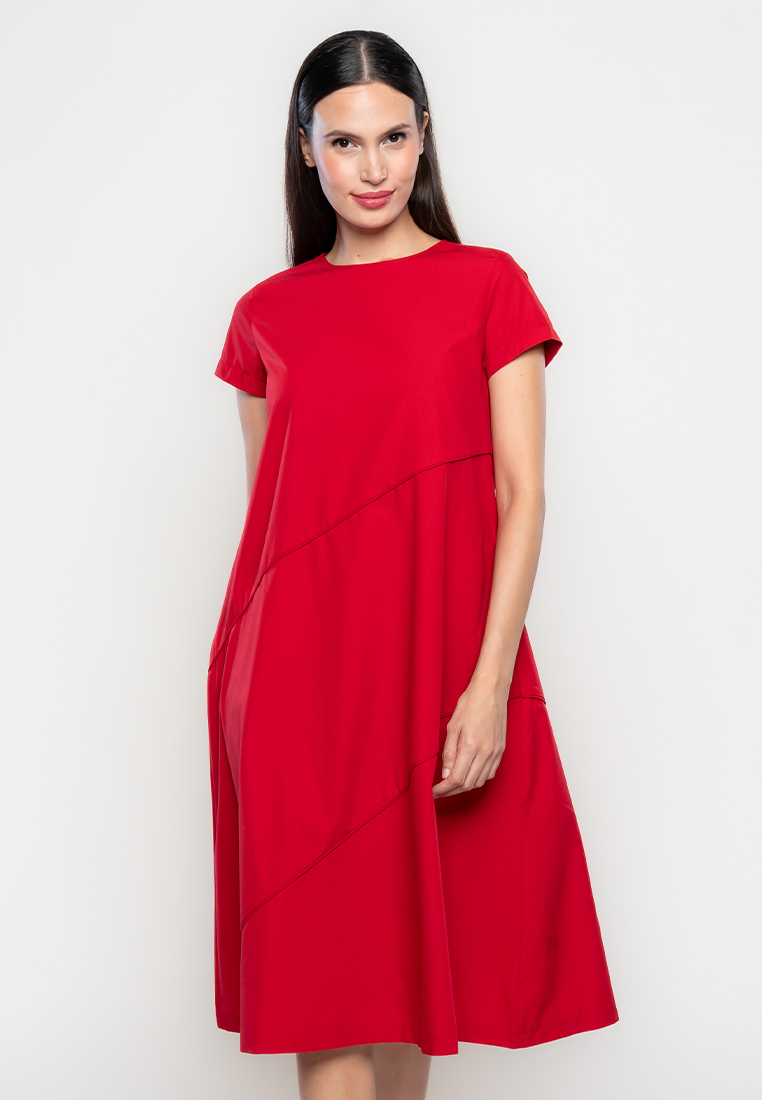 Deon Maxi Dress with Diagonal Piping Details