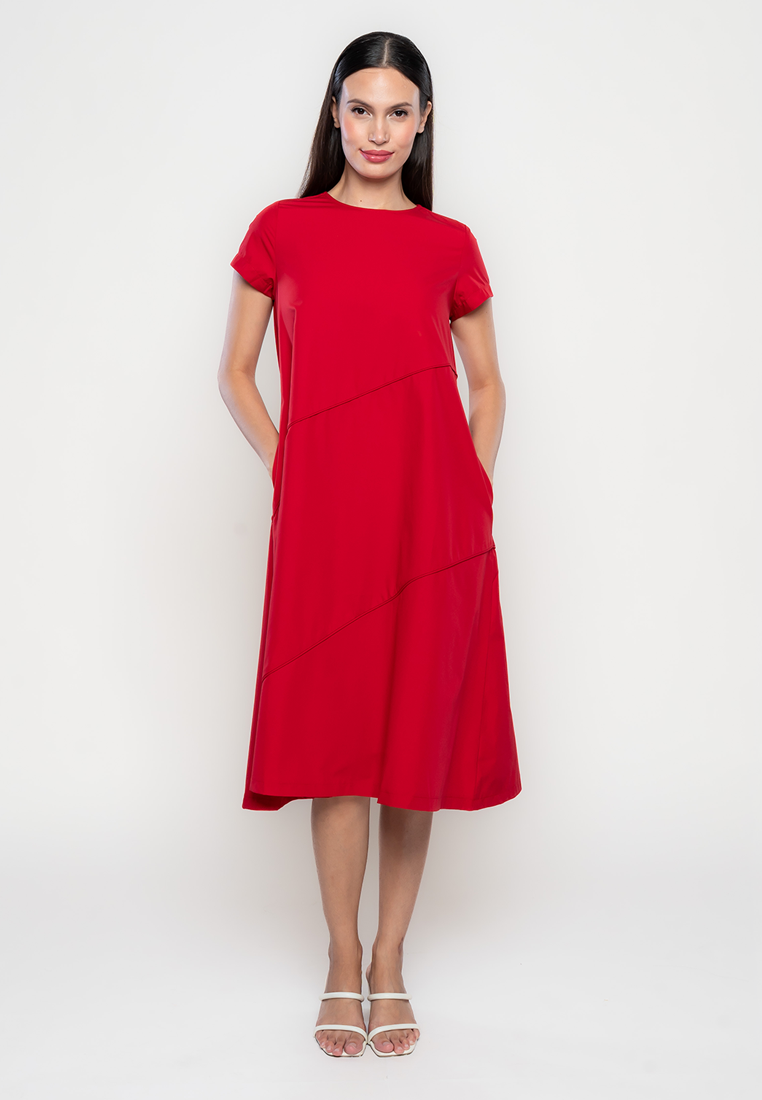 Deon Maxi Dress with Diagonal Piping Details