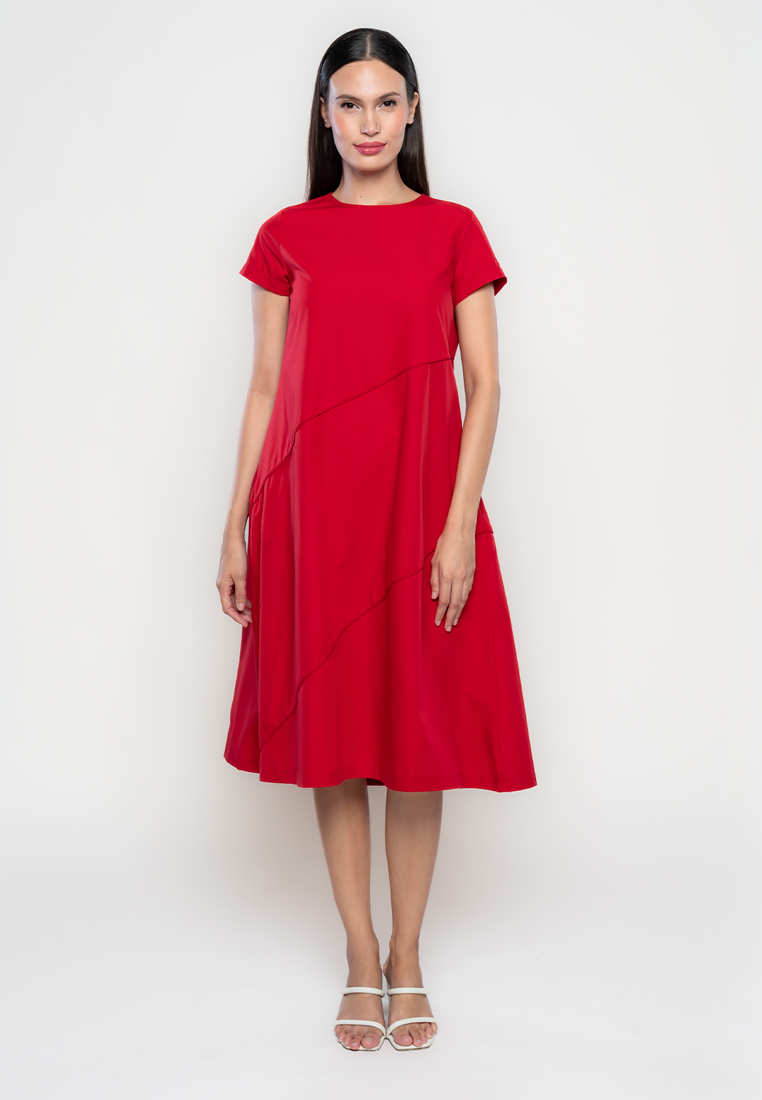 Deon Maxi Dress with Diagonal Piping Details