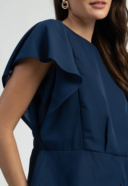 Aloura Peplum Black Blouse Top