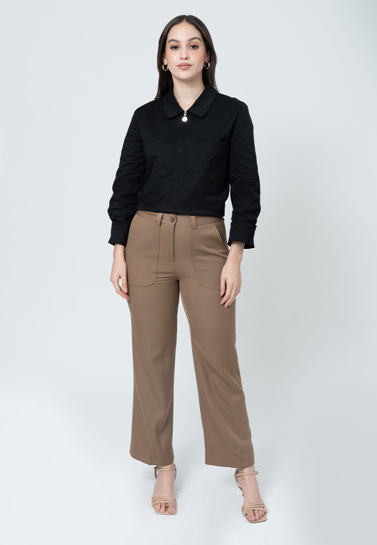 Paisley Embroidered Pocket Flap Detail Pants