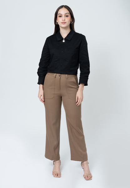 Paisley Embroidered Pocket Flap Detail Pants