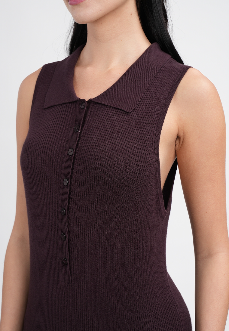 Vivian Collared Sleeveless Midi Sheath Dress