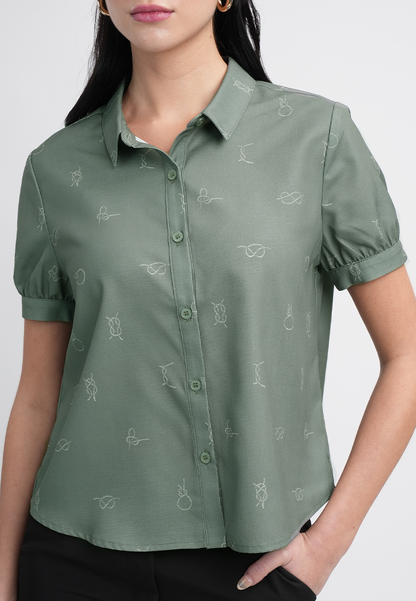 Cady Collared Button-Up Top